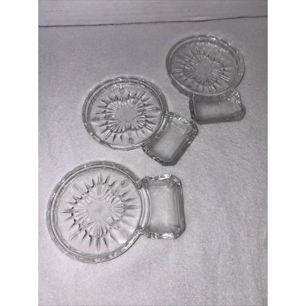 Shannon Crystal Freedom Pattern Coasters‎ With Spoon Rest Combo Vintage set of 3
